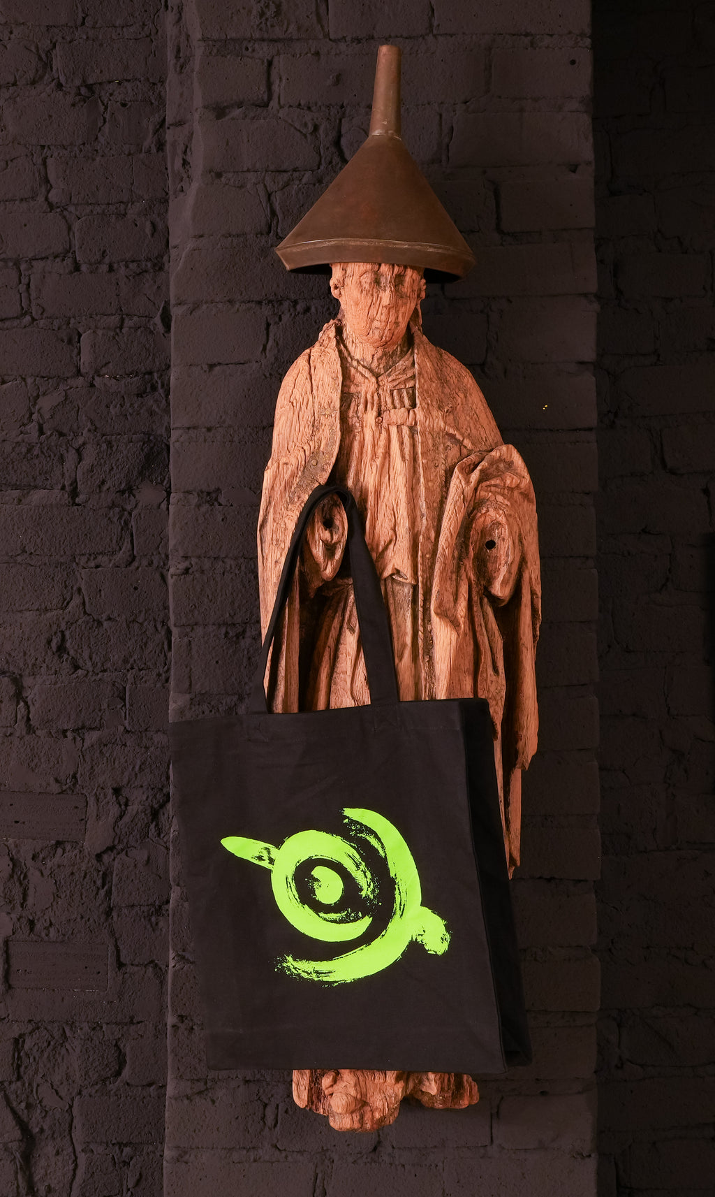 Mid Tote Bag (Black with green logo)