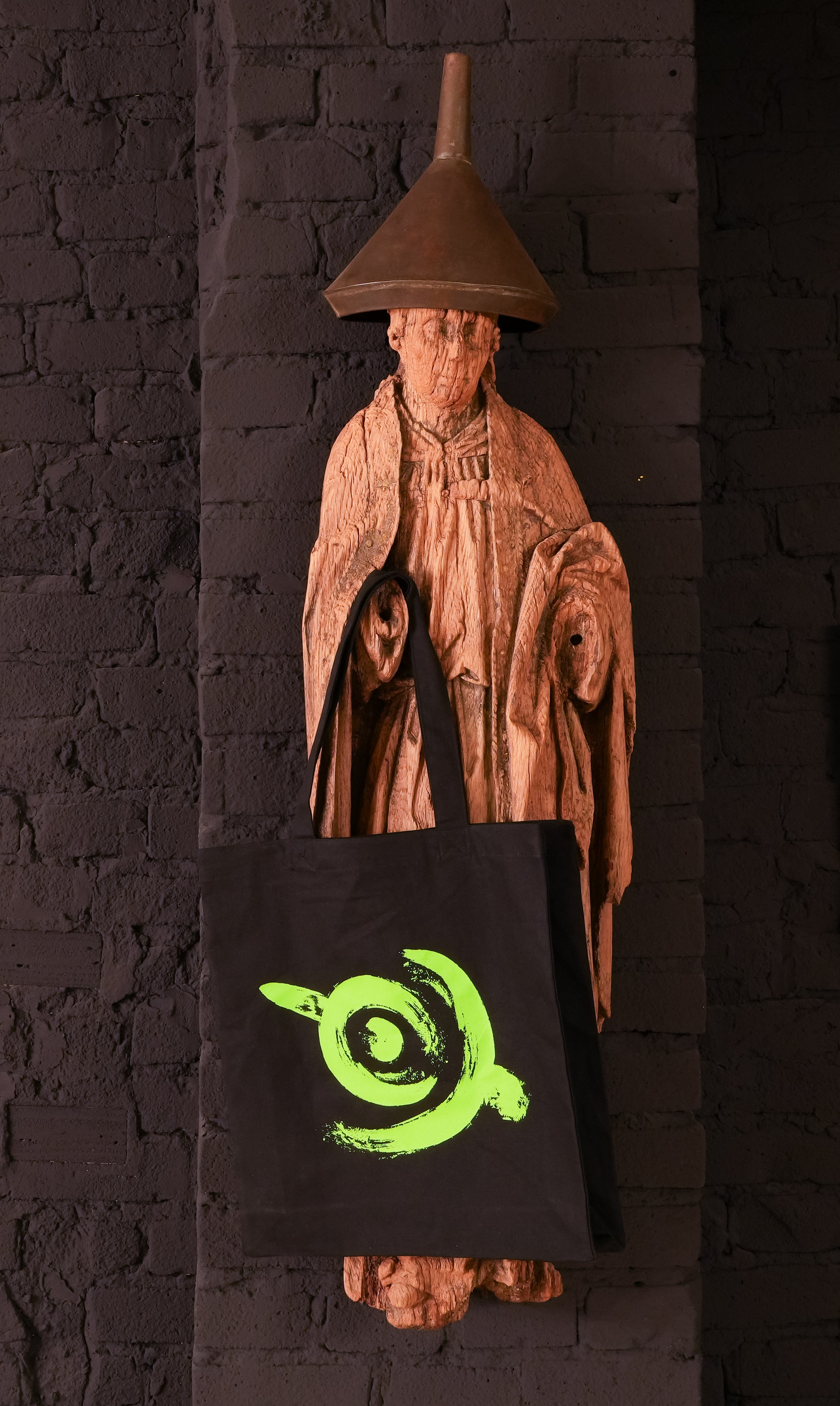 Mid Tote Bag (Black with green logo)
